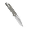 Kizer Assassin XL (V4549C1) 3.42" 154CM Stonewashed and Satin Drop Point Plain Blade, Green Canvas Micarta Handle