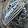 Medford Knife & Tool Nosferatu Flipper Button Lock (MD210STQ36A1)- 3.75" Satin CPM-S35VN Sheepfoot Blade, Bronze Tumbled Titanium Handle