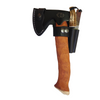 Karesuando Kniven Bushcarft Axe Set- 9.5" Overall Length (KAR4347-90) - 4.25 in Black Coated 5Cr13MoV High Carbon Steel Axe Head, Sculpted Beech Wood / Moose Horn Pommel Handle - Brown Leather Belt Sheath