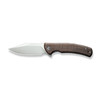 Civivi Sinisys Folding Knife (CIVC200392) 3.7 in Bead Blast 14C28N Clip Point Blade, Brown Micarta Handle