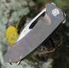 Medford Knife & Tool On Belay Framel Lock Knife (MD0384TQ36A1) - 4.125in CPM S45VN Tumbled Drop Point Blade, Bronze Titanium Handle