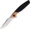 Kizer Cutlery Grazioso (KIV4572N1) 3.25" Bohler N690 Satin Drop Point Plain Blade, Black G10 Handle w/ Copper Bolsters