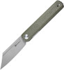 Sencut Bronte Flipper Knife (SA08B) 3.38" Gray Stonewashed 9Cr18MoV Reverse Tanto Plain Blade, Green Micarta Handle