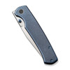 We Knife Evoke (WE21046-3) 3.48" Silver Bead Blasted CPM 20CV Clip Point Plain Blade, Blue Titanium Handle