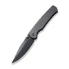 We Knife Evoke (WE21046-4) 3.48" Black Stonewashed CPM 20CV Clip Point Plain Blade, Tiger Stripe Pattern Flamed Titanium Handle