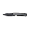 We Knife Evoke (WE21046-4) 3.48" Black Stonewashed CPM 20CV Clip Point Plain Blade, Tiger Stripe Pattern Flamed Titanium Handle