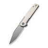 Civivi Cachet Flipper (C20041B-2) 3.48" Silver Bead Blasted 14C28N Clip Point Blade, Diamond Patterned Gray Steel Handle With Ivory G10 Inlay