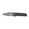 Civivi Cachet Flipper (C20041B-DS1) 3.48" Black Hand Rubbed Damascus Clip Point Blade, Diamond Patterned Black Steel Handle With Dark Green Canvas Micarata Inlay