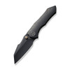 We Knife High-Fin Thumb Stud Knife (WE22005-1) 2.98" Black Stonewashed CPM-20CV Reverse Tanto Plain Blade, Black 6AL4V Titanium Handle