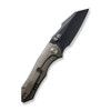 We Knife High-Fin Thumb Stud Knife (WE22005-2) 2.98" Black Stonewashed CPM-20CV Reverse Tanto Plain Blade, Bronze 6AL4V Titanium Handle