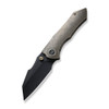 We Knife High-Fin Thumb Stud Knife (WE22005-2) 2.98" Black Stonewashed CPM-20CV Reverse Tanto Plain Blade, Bronze 6AL4V Titanium Handle