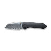 We Knife High-Fin Thumb Stud Knife (WE22005-DS1) 2.98" Hakkapella Damasteel Reverse Tanto Plain Blade, Black 6AL4V Titanium Handle