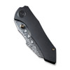 We Knife High-Fin Thumb Stud Knife (WE22005-DS1) 2.98" Hakkapella Damasteel Reverse Tanto Plain Blade, Black 6AL4V Titanium Handle