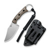 Civivi Midwatch Fixed Blade Knife (C20059B-2) 3.39" Silver Bead Blasted Bohler N690 Plain Clip Point Blade, Brown Burlap Micarta Handle