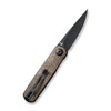 Civivi Lumi Front Flipper Knife (C20024-5) 2.56" Black Stonewashed 14C28N Plain Drop Point Blade, Brown Burlap Micarta Handle