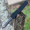 Templar Knife Premium Lightweight Series - Slim OTF Automatic Elmax Blade (MA-BR-15-1) - 3.16" Elmax Steel Black SW Dagger, Aluminum Black Rubber Handle