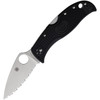 Spyderco LeafJumper C262SBK black FRN handle open profile view showing VG-10 serrated leaf shape blade