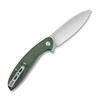 Sencut San Angelo Flipper Knife (S21003-3) 3.48" Satin 9Cr18MoV Drop Point Plain Blade, Green Micarta Handle