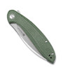 Sencut San Angelo Flipper Knife (S21003-3) 3.48" Satin 9Cr18MoV Drop Point Plain Blade, Green Micarta Handle