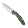 Sencut San Angelo Flipper Knife (S21003-3) 3.48" Satin 9Cr18MoV Drop Point Plain Blade, Green Micarta Handle