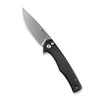 Sencut Crowley Flipper/Button Lock Knife (S21012-2) 3.48" Stonewashed D2 Drop Point Plain Blade, Black Micarta Handle