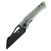 Kansept Egress Folding Knife (K1033C2) 3.47" CPM-S35VN Blackwashed Wharncliffe Plain Blade, Jade G-10 Handle
