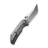 We Knife Thug XL Thumb Stud Knife (WE20028E-1) 3.35" CPM-20CV Hand Polished Satin Tanto Plain Blade, Shredded Carbon Fiber Presentation Handle With Gray Hand Rubbed Titanium Lock Side Handle