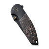 We Knife Nitro Mini Flipper & Thumb Stud Knife (WE22015-2) 3.13" CPM-20CV Black Stonewashed Drop Point Plain Blade, Black Titanium Handle With Copper Foil Carbon Fiber Inlay