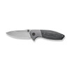 We Knife Nitro Mini Flipper & Thumb Stud Knife (WE22015-3) 3.13" CPM-20CV Hand Rubbed Satin Drop Point Plain Blade, Gray Titanium With Black Linen Micarta Inlay Handle