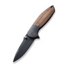 We Knife Nitro Mini Flipper & Thumb Stud Knife (WE22015-4) 3.13" CPM-20CV Black Stonewashed Drop Point Plain Blade, Black Titanium Handle With Brown Linen Micarta Inlay