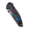 We Knife Nitro Mini Flipper & Thumb Stud Knife (WE22015-DS1) 3.13" Heimskringla Damascus Drop Point Plain Blade, Black Titanium Handle With Nebula Fat Carbon Fiber Inlay