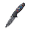 We Knife Nitro Mini Flipper & Thumb Stud Knife (WE22015-DS1) 3.13" Heimskringla Damascus Drop Point Plain Blade, Black Titanium Handle With Nebula Fat Carbon Fiber Inlay