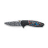 We Knife Nitro Mini Flipper & Thumb Stud Knife (WE22015-DS1) 3.13" Heimskringla Damascus Drop Point Plain Blade, Black Titanium Handle With Nebula Fat Carbon Fiber Inlay