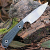 White River M1 Caper Fixed Blade (WRM1-BBL) - 3.0in CPM-S35VN Stonewash Drop Point Plain Blade, Black Burlap Micarta Handle - Kydex Sheath