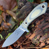 White River Sendero Pack Fixed Blade (WRJF-PAC-LBO) - 3.25in CPM-S35VN Stonewash Drop Point Plain Blade, Black/Olive Drab Linen Micarta Handle - Kydex Sheath