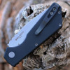 Pro-Tech PT+ Strider (PT201) 3.94" Stonewash Magnacut Drop Point Blade, Black Aluminum Handle