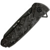 Buck Knives Sprint Ops (BU843CFS) 3.13" S45VN Black Cerakoted Reverse Tanto Plain Blade, Marbled Carbon Fiber Handle