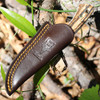 Muela Colibri Stag 02MU018 full-tang fixed blade hunting knife 2.83 inch 4116 stainless satin drop point blade with brass bolsters and leather sheath