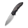 We Knives Makani (WE21048B-1) 3.61" Hand Rubbed Satin CPM-20CV Drop Point Plain Blade, Black Titanium Handle with Copper Foil Carbon Fiber Inlay