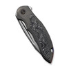 We Knives Makani (WE21048B-2) 3.61" Hand Rubbed Satin CPM-20CV Drop Point Plain Blade, Gray Titanium Handle with Aluminum Foil Carbon Fiber Inlay