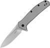 Kershaw Outcome Assisted Opening Knife (2044)- 2.80" Stonewashed 8Cr13MoV Clip Point Blade, Stonewashed Stainless Steel Handle