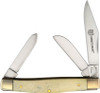 Rough Ryder Stockman (248) 2.62" Clip, 1.87" Spey, 1.87" Sheepsfoot Mirror Polished 440A Plain Blades, White Smooth Bone Handle