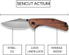 Sencut Actium Flipper (SA02F) 3.46" Black Stonewashed D2 Drop Point Plain Blade, Cuibourtia Wood Handle