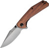 Sencut Actium Flipper (SA02F) 3.46" Black Stonewashed D2 Drop Point Plain Blade, Cuibourtia Wood Handle