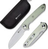Sencut Kyril Flipper Knife (S22001-2) 3.19" Stonewashed 9Cr18MoV Sheepsfoot Plain Blade, Natural G10 Handle