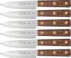 Case 6PC Steak Knife Set (11078) - 4" Stainless Steel Satin Blades, Smooth Walnut Handles with Brass Rivets