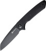 Sencut Kyril Flipper Knife (S22001-1) 3.19" Black Stonewashed 9Cr18MoV Sheepsfoot Plain Blade, Black G10 Handle