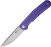 Sencut Scitus Flipper Knife (S21042-2) 3.47" Gray Stonewashed D2 Straight Back Plain Blade, Purple G-10 Handle