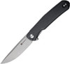 Sencut Scitus Flipper Knife (S21042-1) 3.47" Gray Stonewashed D2 Straight Back Plain Blade, Black G-10 Handle