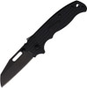 The Demko AD20.5 Shark Lock open, showing its 3.25-inch black-finished D2 Wharncliffe blade with a straight plain edge, black textured Grivory scales over steel liners, the spine-mounted Shark-Lock fin, a thumb stud and thumb hole, and a tip-up pocket clip.